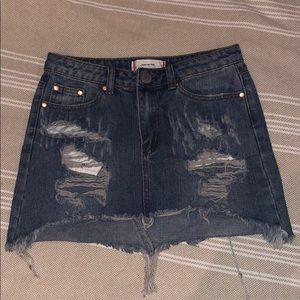 Signature Eight Distressed Denim Skirt